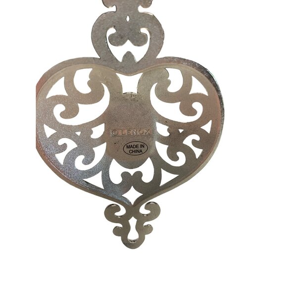 2013 Lenox Bejeweled Scroll Heart Ornament Silver Plated Purple NIB Christmas - Picture 3 of 5